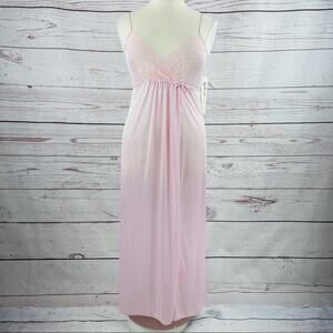 Gilead vintage NWT nightgown pink sheer lace bust front slit